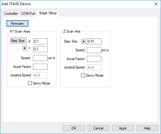 Stage Setup Dialog